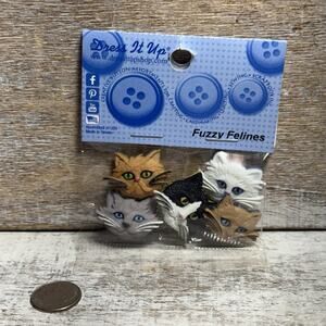 Dress It Up Fuzzy Felines Creative Buttons Assortments Of Cats 5 Counts New